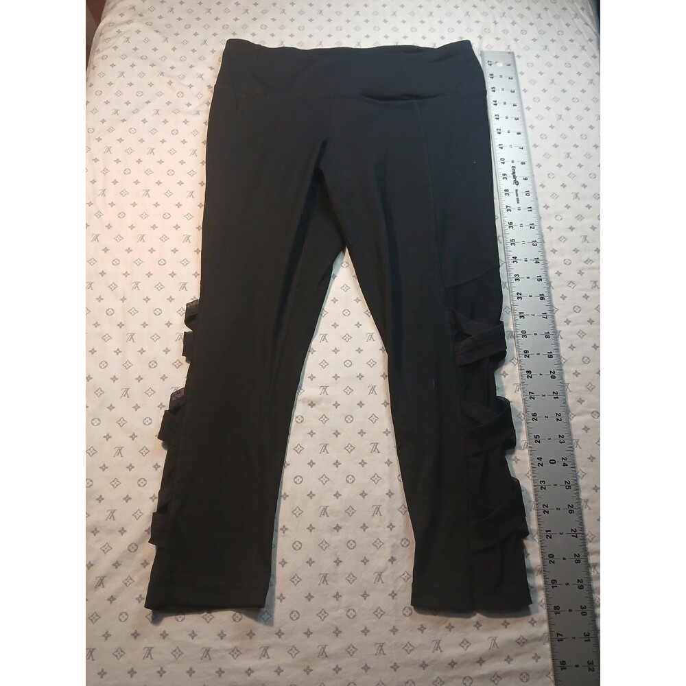 Active Life Black Leggings Size Medium  Peek-a-boo Mesh Accents